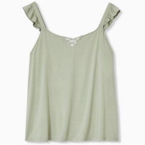 Torrid Super Soft V-Neck Lace-Up Ruffle Tank